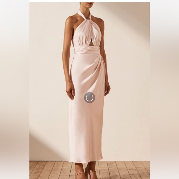 LUXE GATHERED HALTER MIDI DRESS - PORCELAIN 
US 4 NWT - Picture 2 of 6